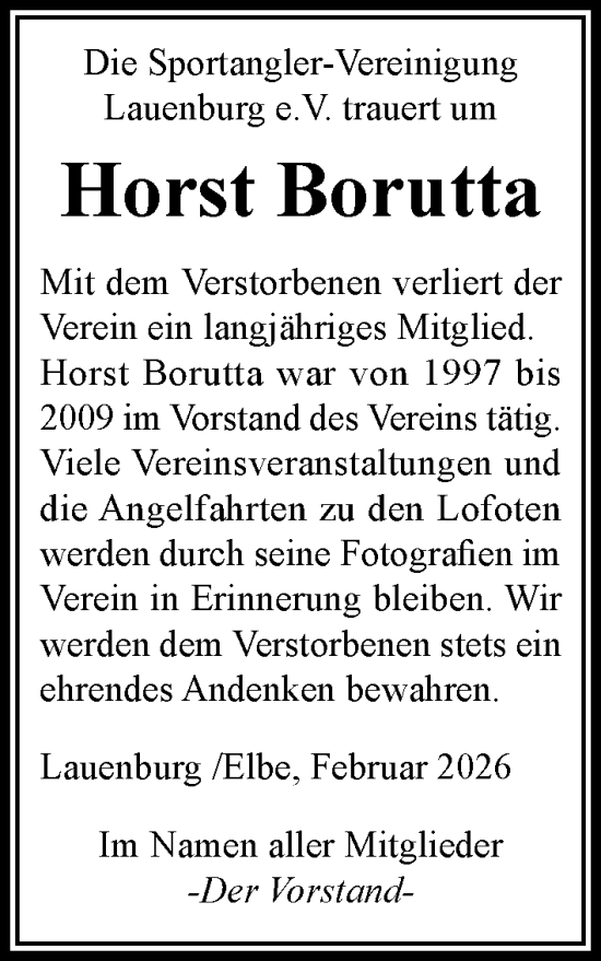 Traueranzeige von Horst Borutta von Wochenend Anzeiger