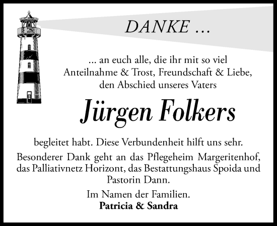 Traueranzeige von Jürgen Folkers von Schleswig-Holsteinische Landeszeitung