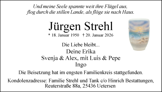 Traueranzeige von Jürgen Strehl von Uetersener Nachrichten, Der tip am Wochenende