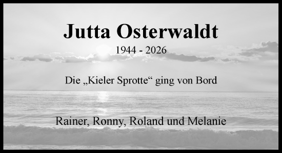Traueranzeige von Jutta Osterwaldt von Umschau