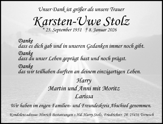 Traueranzeige von Karsten-Uwe Stolz von Region Pinneberg und tip Pinneberg