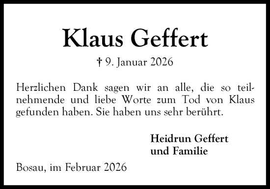Traueranzeige von Klaus Geffert von Ostholsteiner Anzeiger