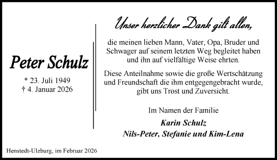 Traueranzeige von Peter Schulz von Umschau