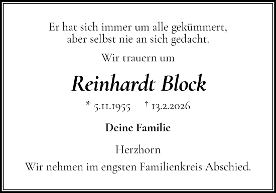 Traueranzeige von Reinhardt Block von Norddeutsche Rundschau, Wilstersche Zeitung, Glückstädter Fortuna