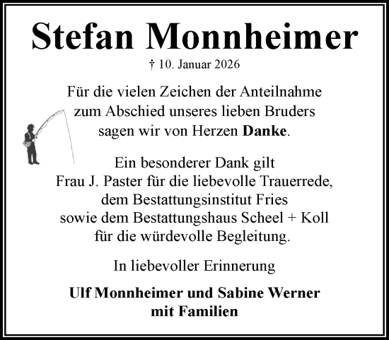 Traueranzeige von Stefan Monnheimer von Eckernförder Zeitung, Hallo Eckernförde