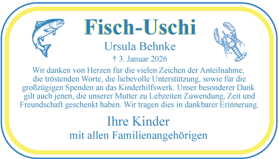 Traueranzeige von Ursula Behnke von Elmshorner Nachrichten, Barmstedter Zeitung