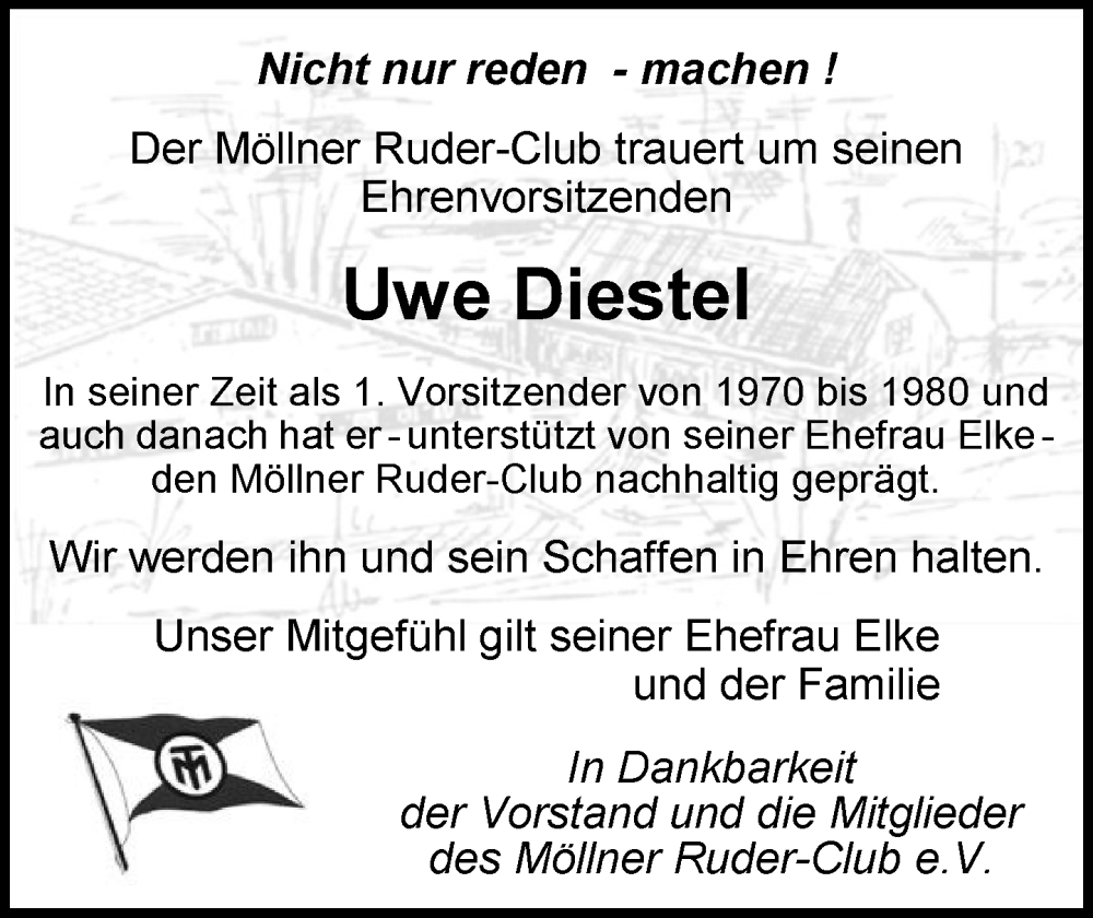  Traueranzeige für Uwe Diestel vom 14.02.2026 aus MARKT Ratzeburg/Mölln